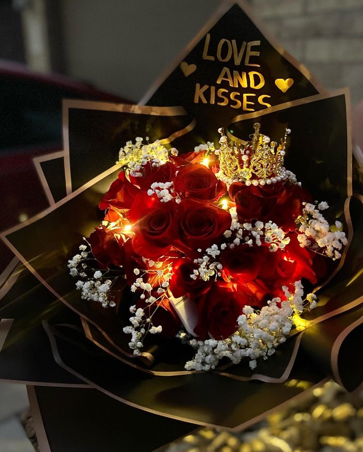 Red with lights and crown